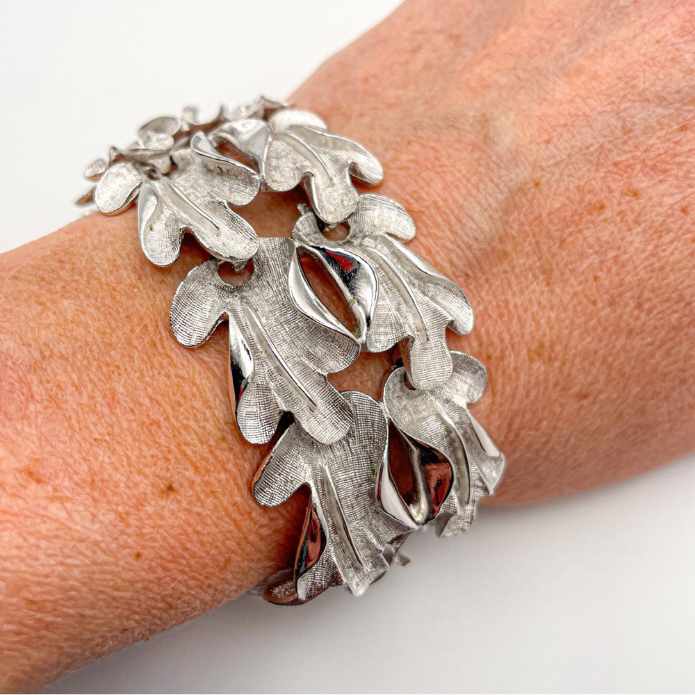Rare Francois of Coro Silver Toned Vintage Mid-Century Leaf Bracelet